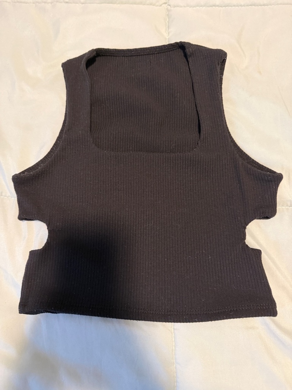 Tiger Friday Black Ribbed Cutout Tank Top